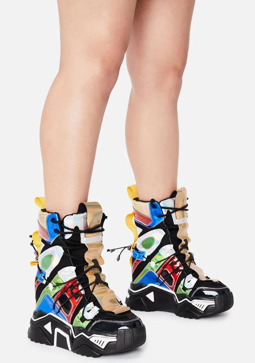 Black Holographic Game Changer Ankle Boots