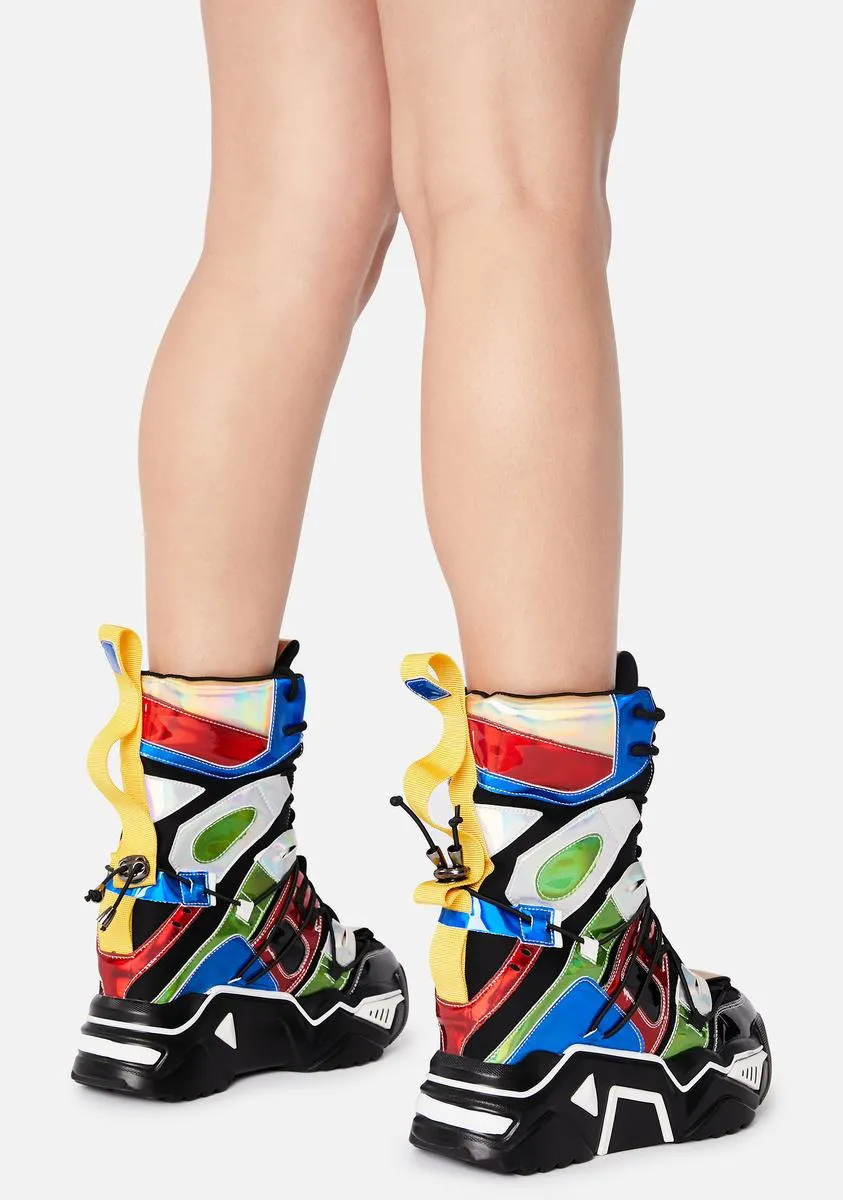 Black Holographic Game Changer Ankle Boots