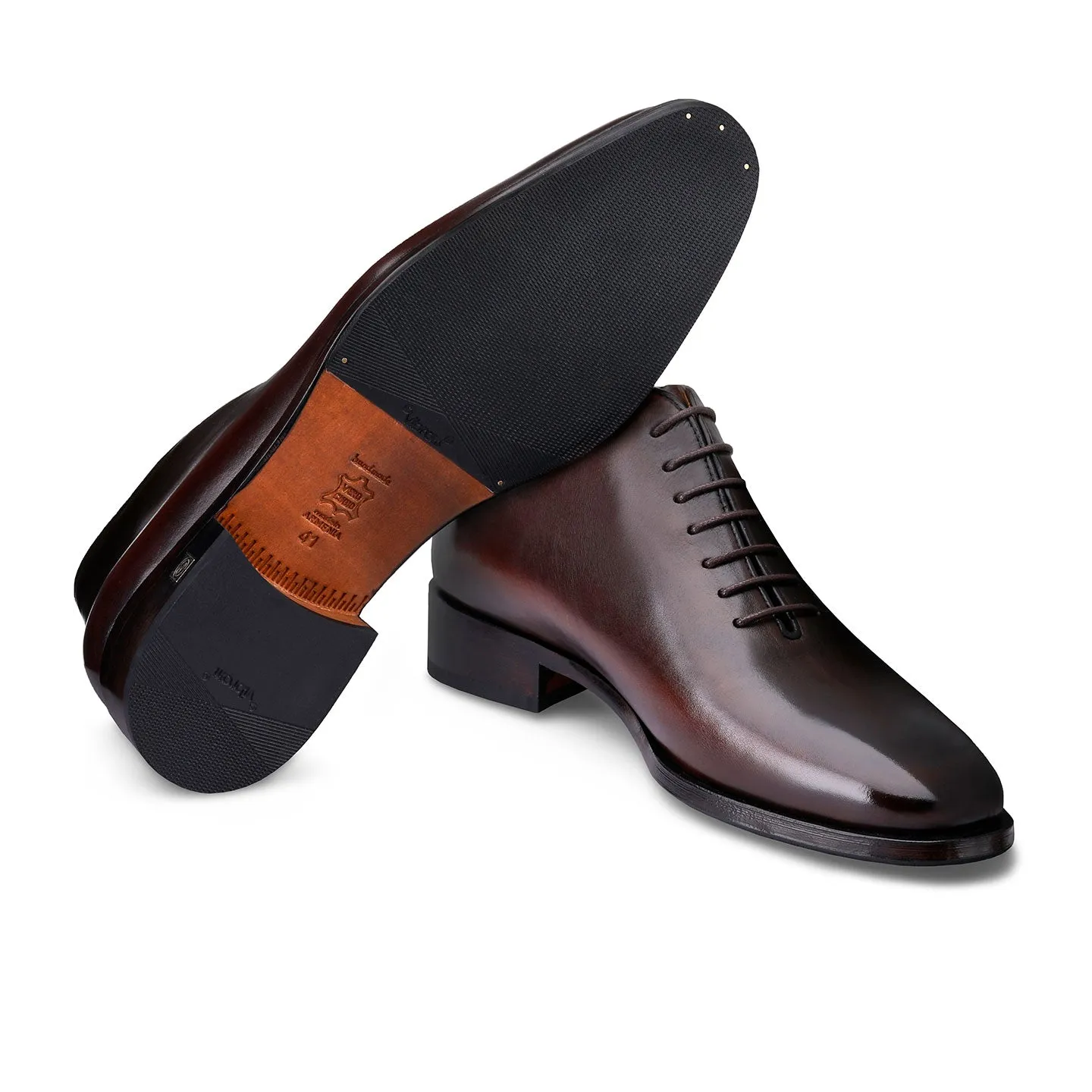 Cognac Leather Oxford Ankle Boots