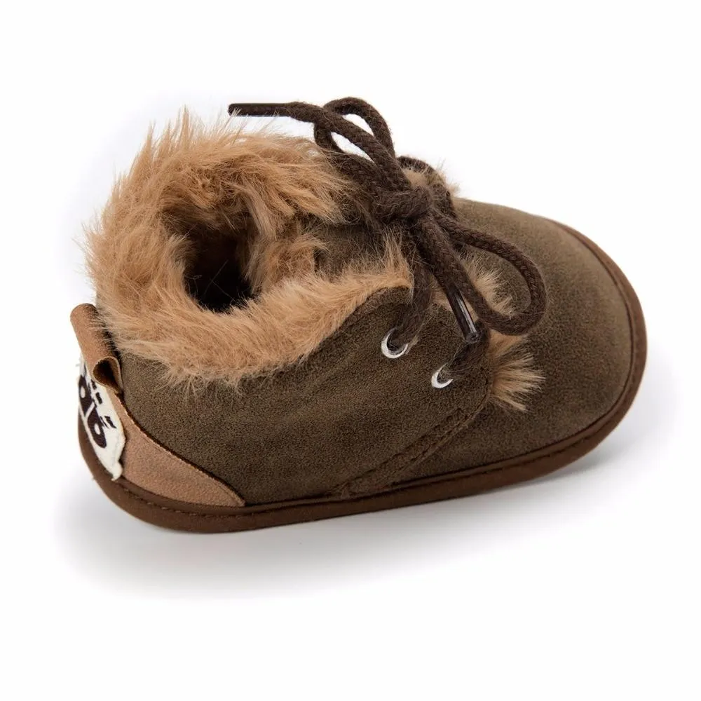Dark Brown Faux Fur Baby Boots