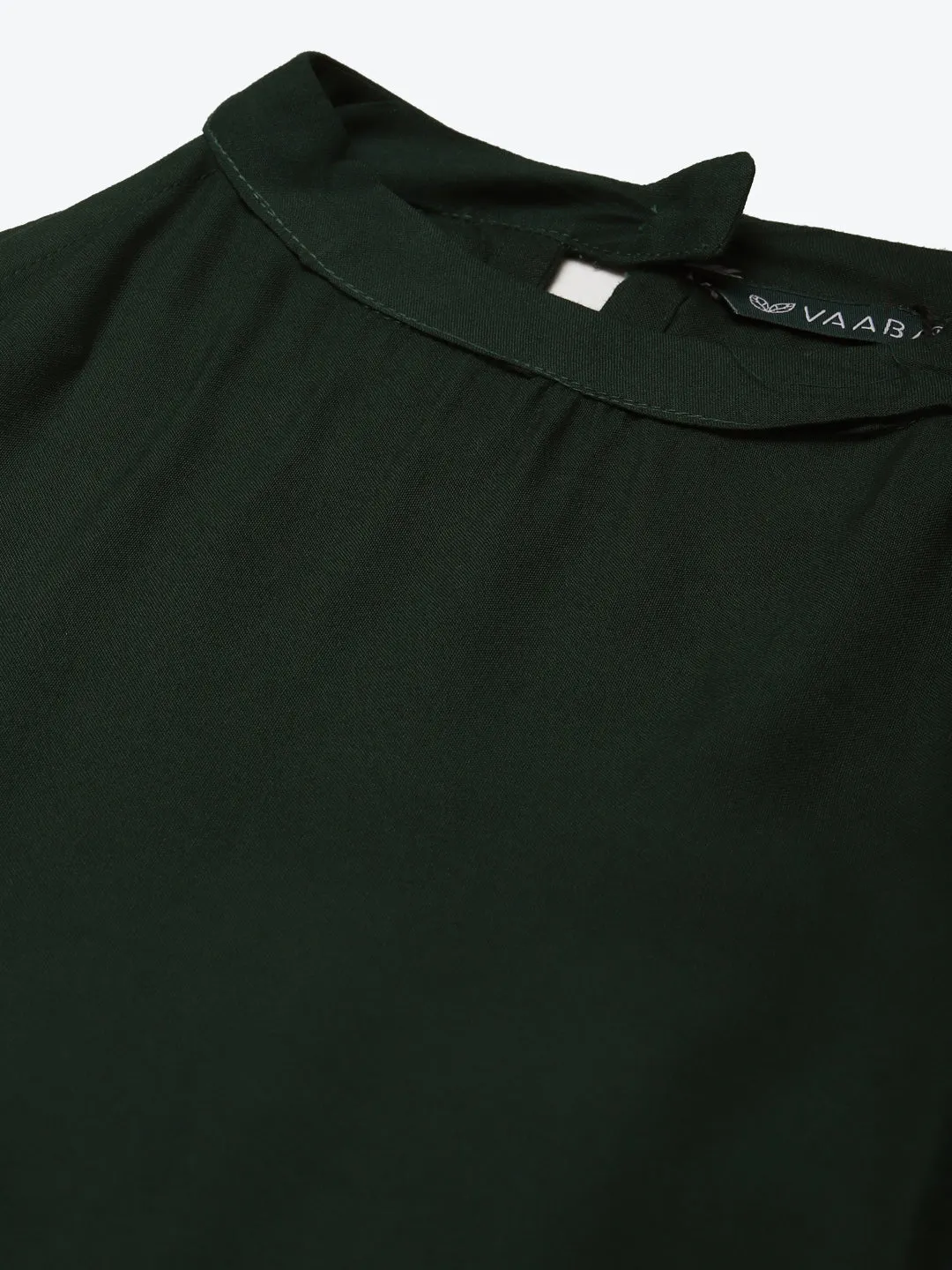 Girl's Green Color Rayon Solid A-Line Westen Wear Dress - Vaaba