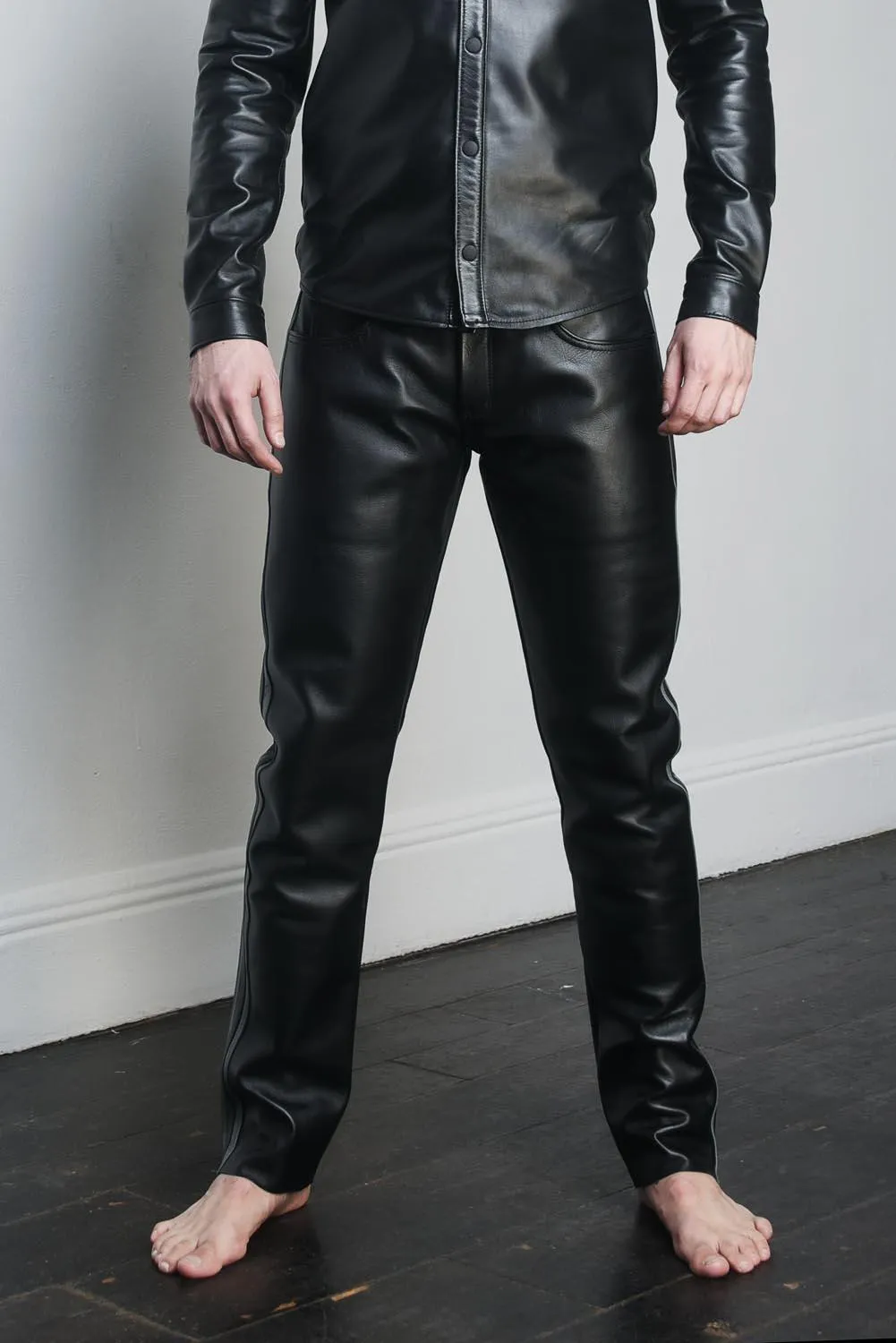 Lineback Leather Jeans, Slim Fit // Made to Order