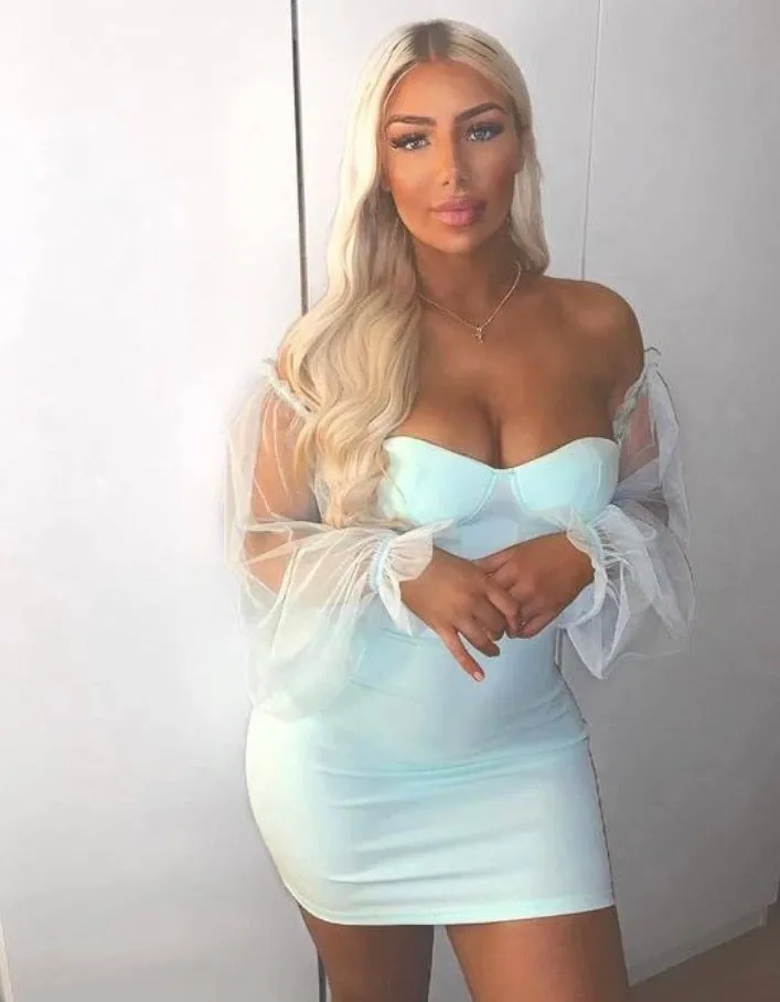Mint Sheer Sleeve Bodycon Mini Dress