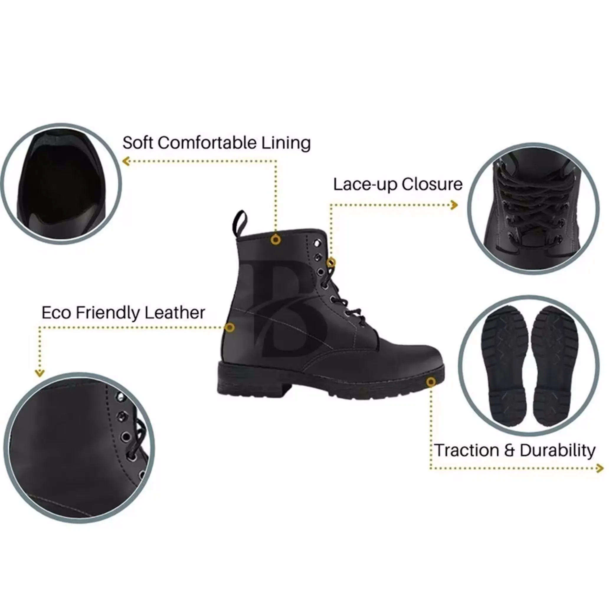 Muted Mandala Women's Vegan Leather Combat Boots