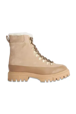 Paddock Leather/Suede Lugsole Combat Boots, Sand