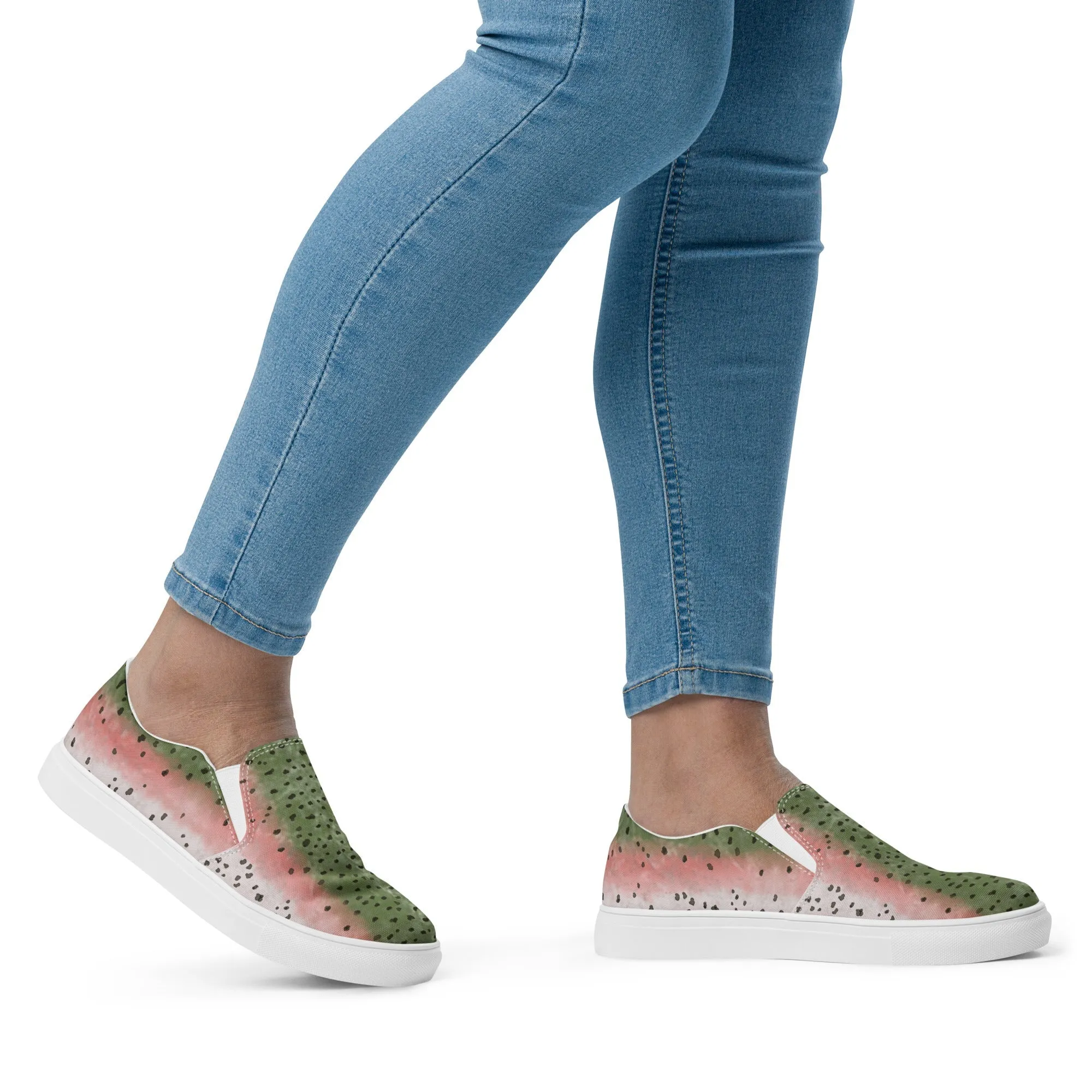 Rainbow Trout Women’s slip-on canvas shoes