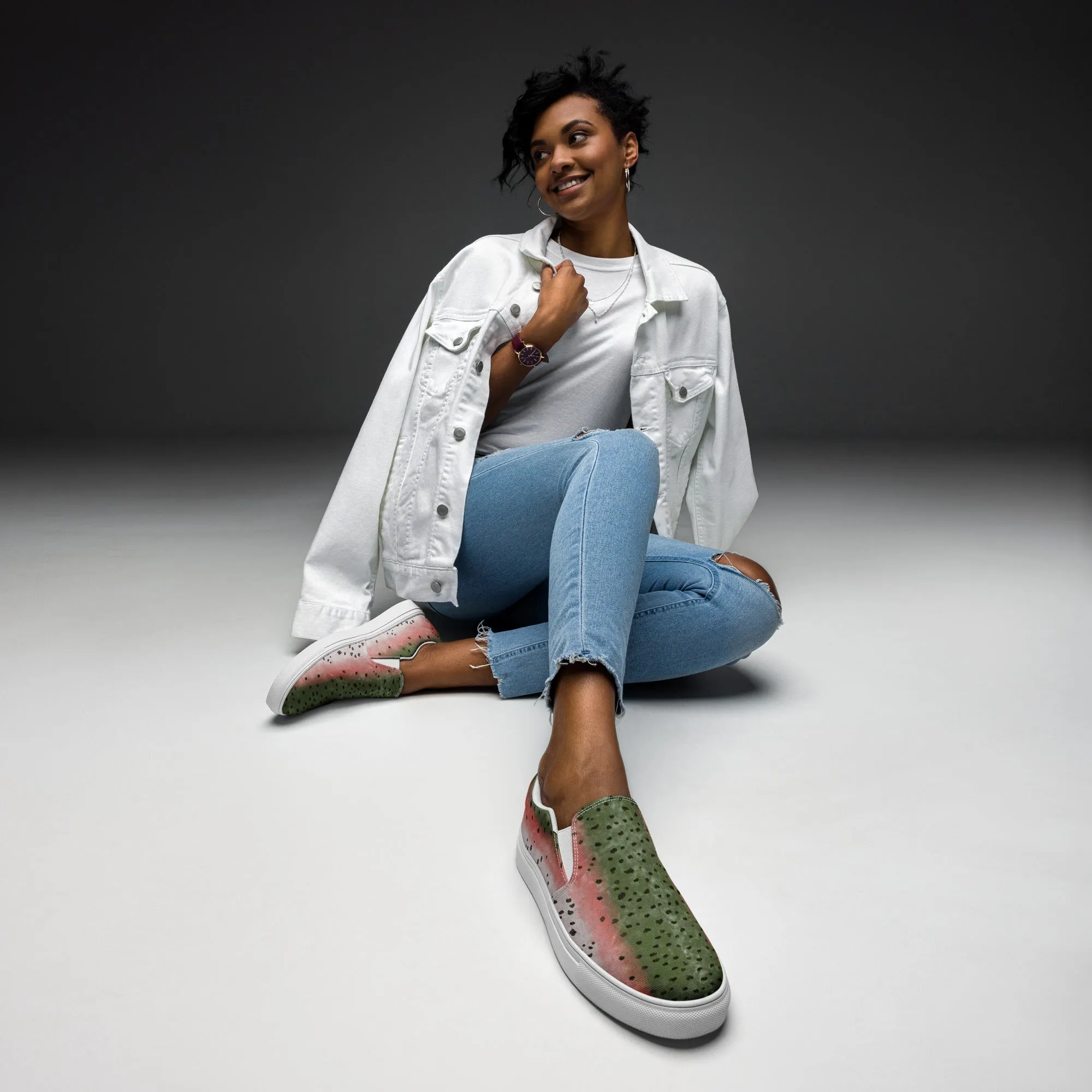 Rainbow Trout Women’s slip-on canvas shoes