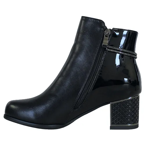 Redz Block Heeled Ankle Boots - F3921 - Black