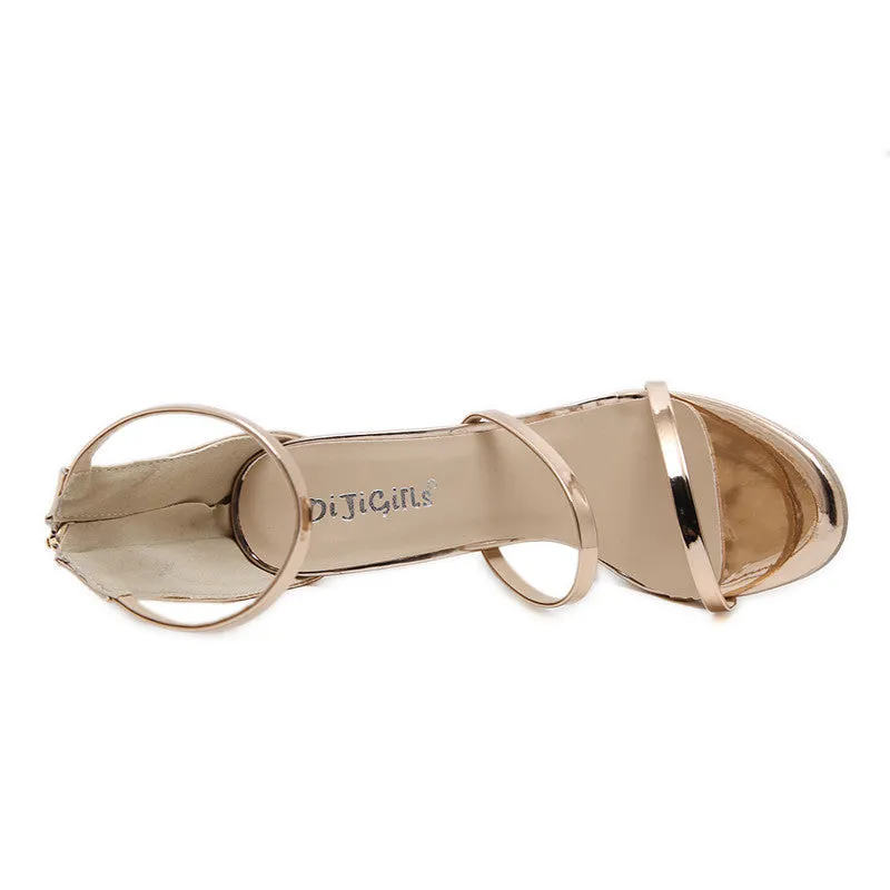 Summer Sequin High Chunky Heels Party Sandals